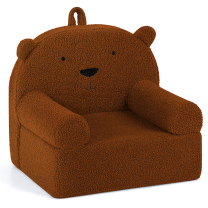 Kids Bear Sofa Toddler Foam Couch, Soft Fleece Fabric Cover, Brown Kids Chairs & Seating Brown at Gallery Canada