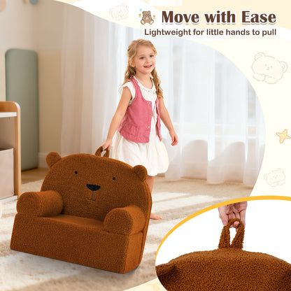 Kids Bear Sofa Toddler Foam Couch, Soft Fleece Fabric Cover, Brown Kids Chairs & Seating at Gallery Canada