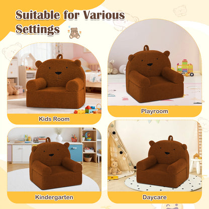 Kids Bear Sofa Toddler Foam Couch, Soft Fleece Fabric Cover, Brown Kids Chairs & Seating at Gallery Canada