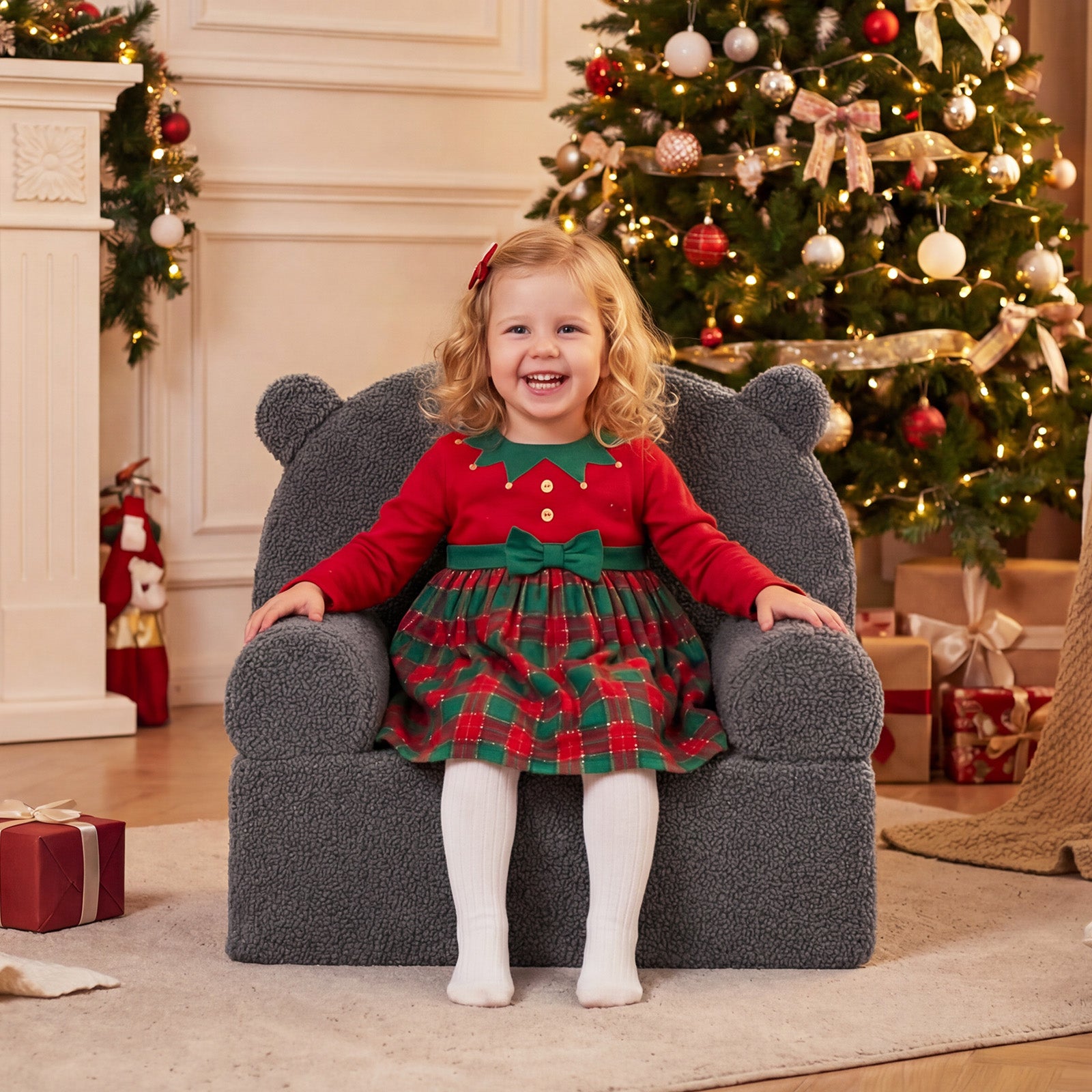 Kids Bear Sofa, Toddler Foam Couch, Soft Fleece Cover, Gray Kids Chairs & Seating at Gallery Canada