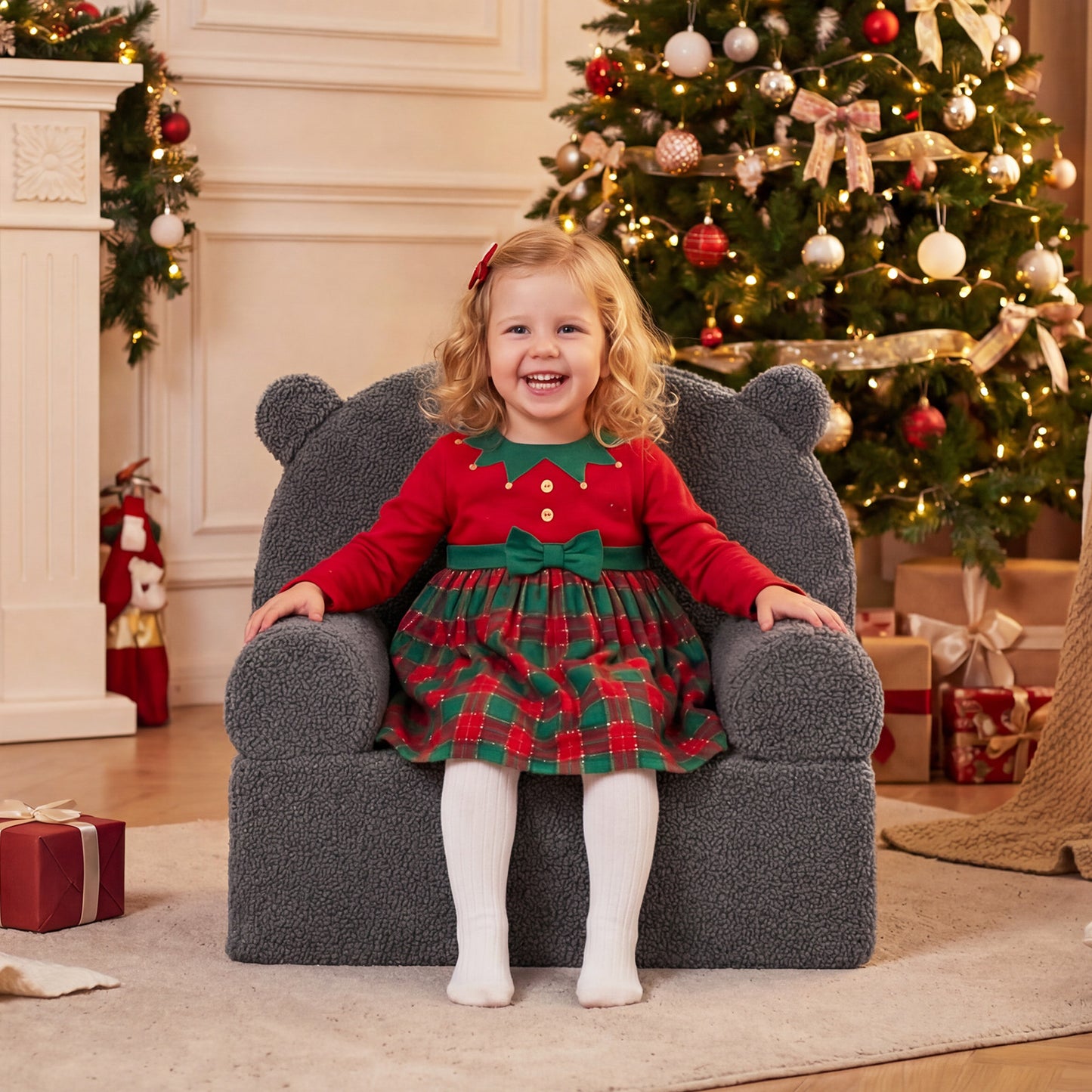 Kids Bear Sofa, Toddler Foam Couch, Soft Fleece Cover, Gray Kids Chairs & Seating at Gallery Canada