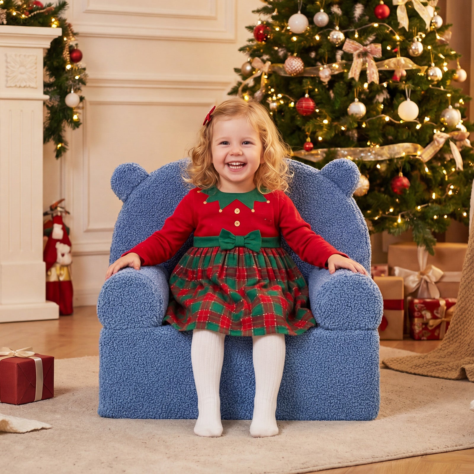 Kids Bear Sofa, Toddler Foam Couch, Soft Fleece Cover, Navy Kids Chairs & Seating at Gallery Canada