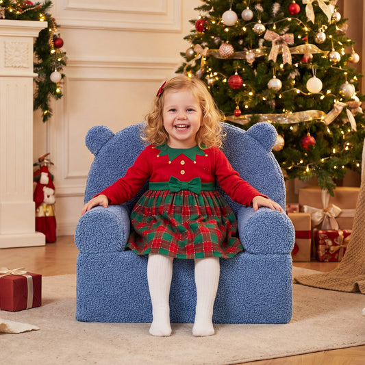 Kids Bear Sofa, Toddler Foam Couch, Soft Fleece Cover, Navy Kids Chairs & Seating Navy at Gallery Canada