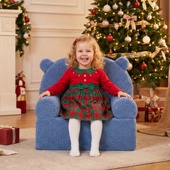 Kids Bear Sofa, Toddler Foam Couch, Soft Fleece Cover, Navy Kids Chairs & Seating Navy at Gallery Canada