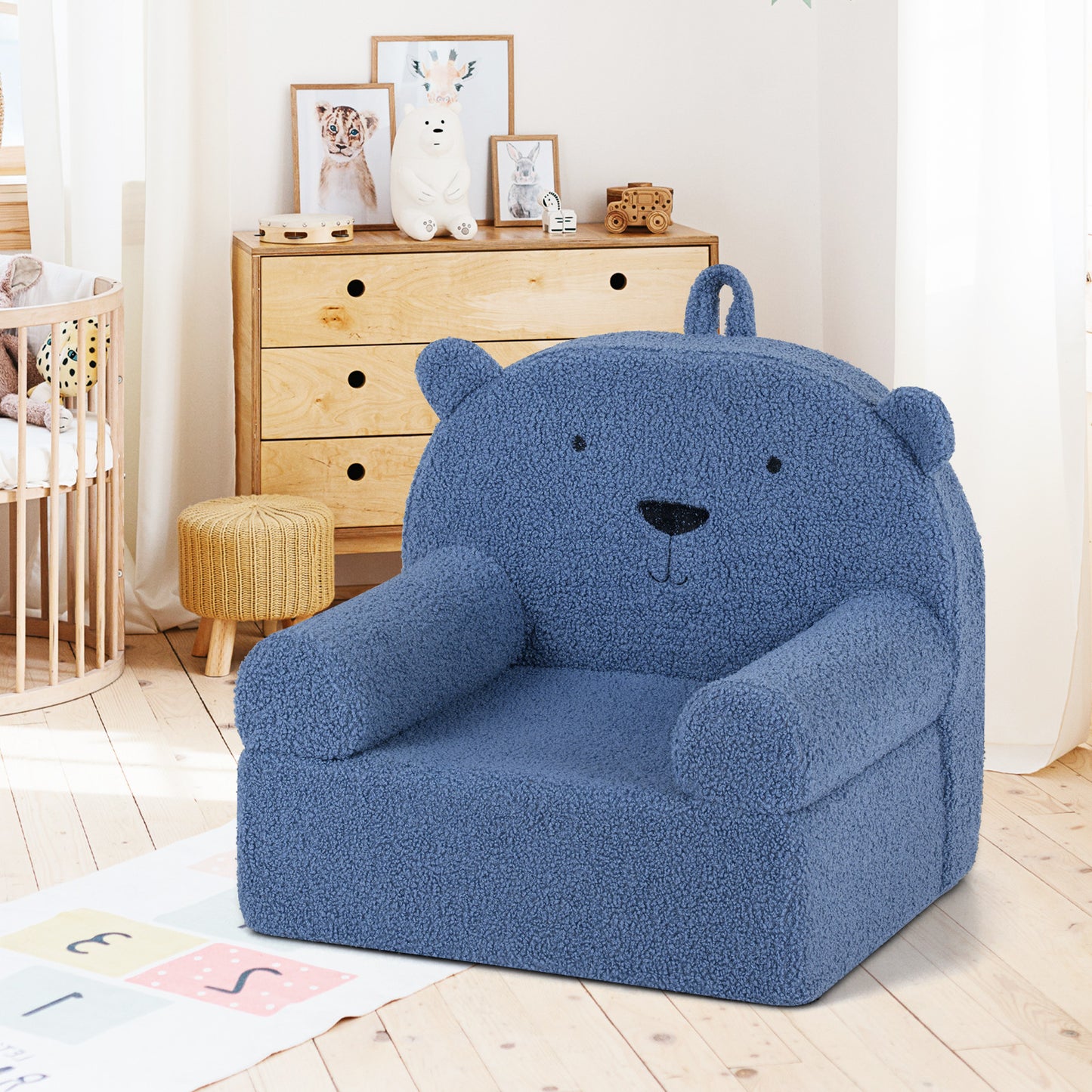 Kids Bear Sofa, Toddler Foam Couch, Soft Fleece Cover, Navy Kids Chairs & Seating at Gallery Canada