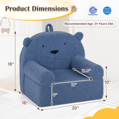 Kids Bear Sofa, Toddler Foam Couch, Soft Fleece Cover, Navy Kids Chairs & Seating at Gallery Canada