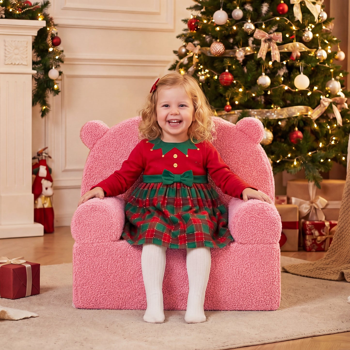 Kids Bear Sofa, Toddler Foam Couch, Soft Fleece Fabric Cover, Pink Kids Chairs & Seating at Gallery Canada