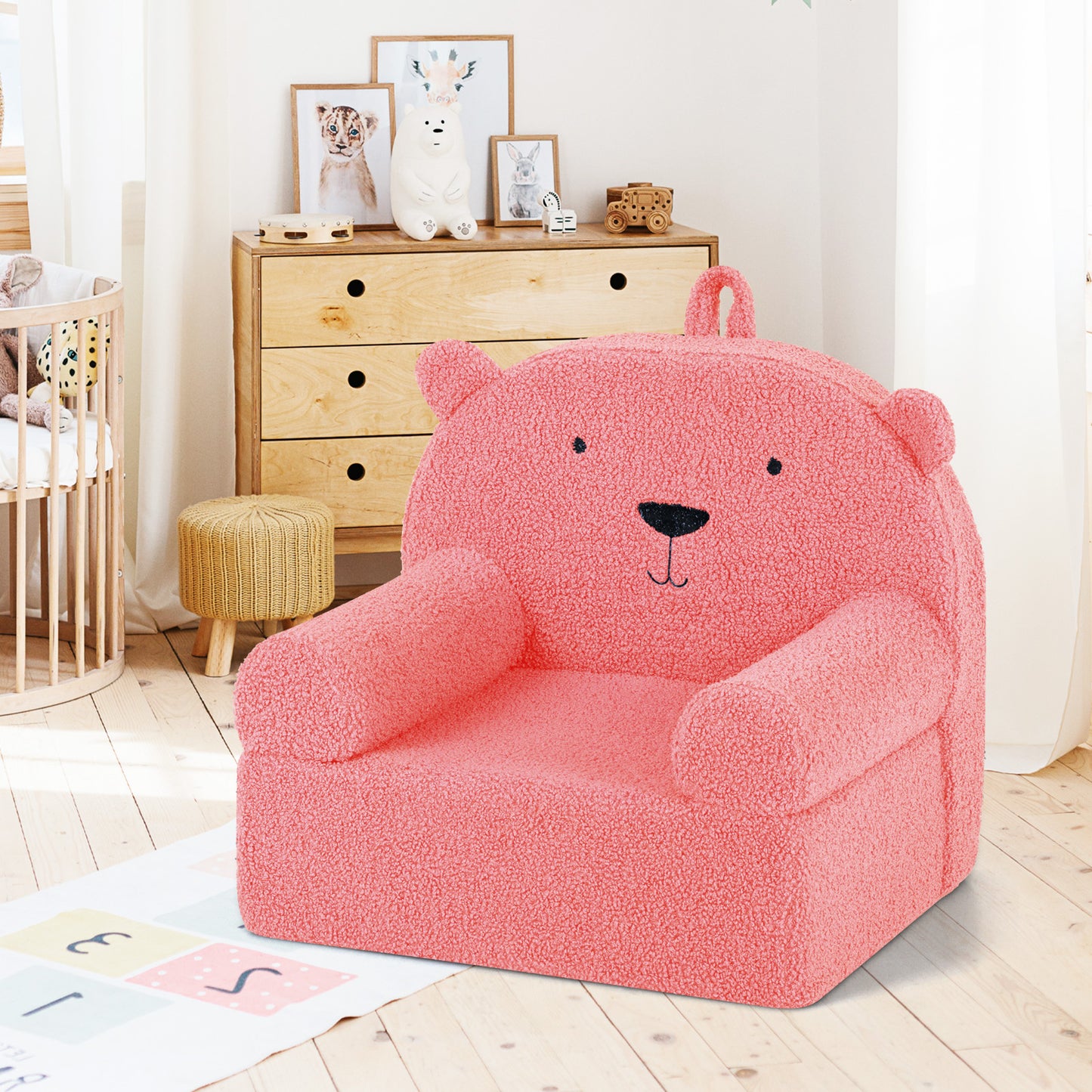 Kids Bear Sofa, Toddler Foam Couch, Soft Fleece Fabric Cover, Pink Kids Chairs & Seating at Gallery Canada
