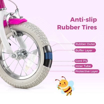 Kids Bike 12 Inch, Training Wheels, 2 Brake System, Rose Red Kids Bike at Gallery Canada