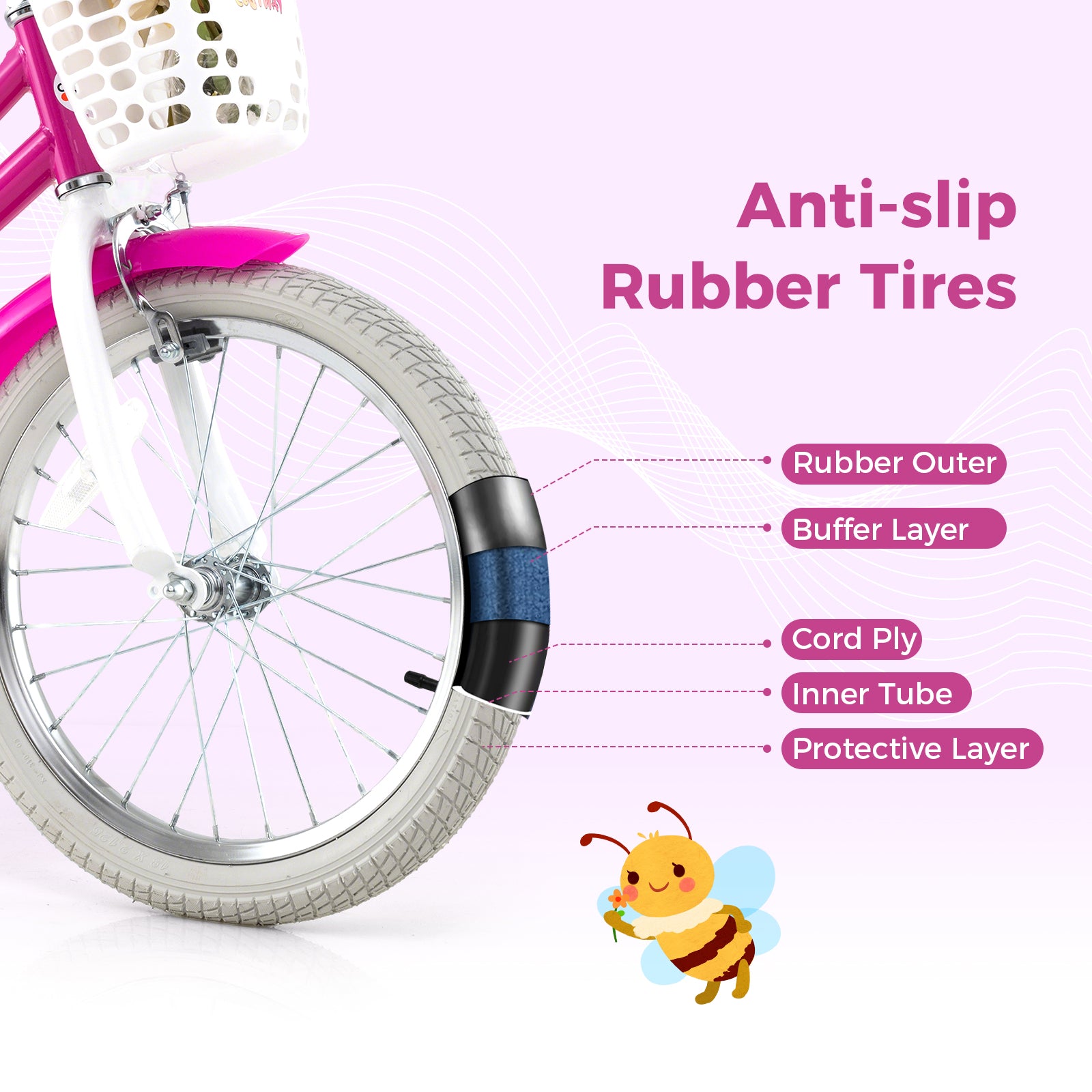 Kids Bike 18 Inch, Training Wheels, 2 Brake System, 4-8 Years, Rose Red Kids Bike at Gallery Canada