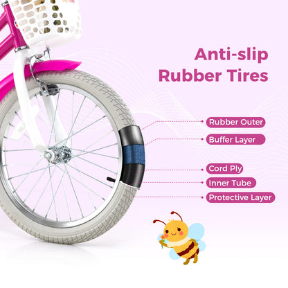 Kids Bike 18 Inch, Training Wheels, 2 Brake System, 4-8 Years, Rose Red Kids Bike at Gallery Canada