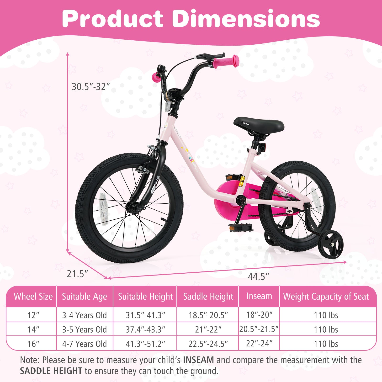 Kids Bike, 3-7 Years, 16-Inch, Pink Kids Bike at Gallery Canada