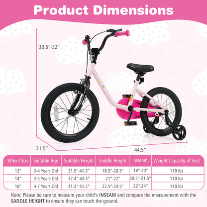 Kids Bike, 3-7 Years, 16-Inch, Pink Kids Bike at Gallery Canada