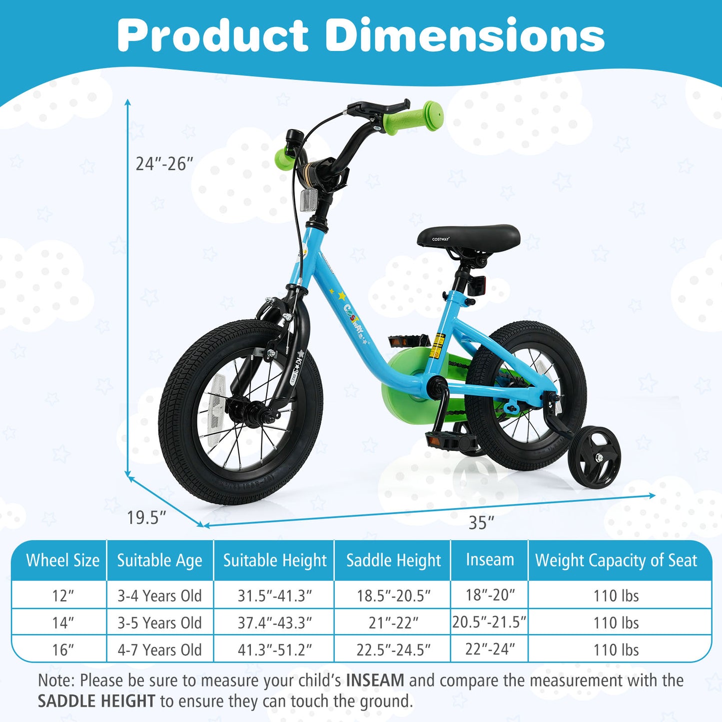 Kids Bike For 3-7 Years Old, 12 Inches, Blue Kids Bike at Gallery Canada