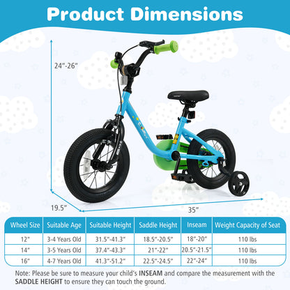 Kids Bike For 3-7 Years Old, 12 Inches, Blue Kids Bike at Gallery Canada