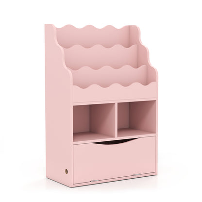Kids 3-Tier Sling Bookcase, Open Cubes, Pink