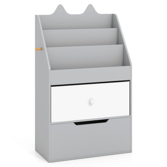 Kids Bookshelf, Toy Storage Organizer, Drawers, Hook, Gray Bookcases Gray at Gallery Canada