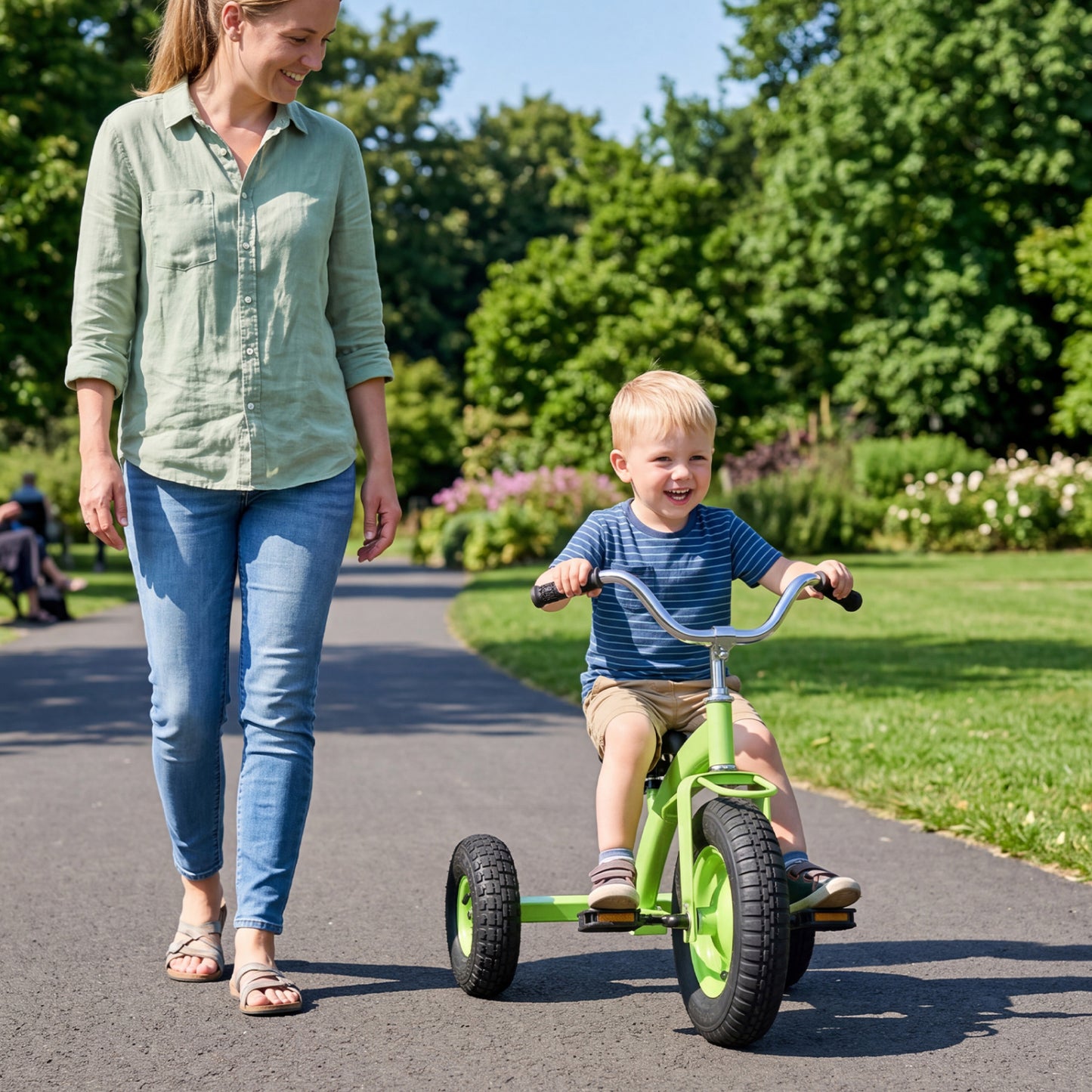 Kids Carbon Steel Bike with 15 Inch Inflatable Rubber Tires, Green Kids Bike at Gallery Canada