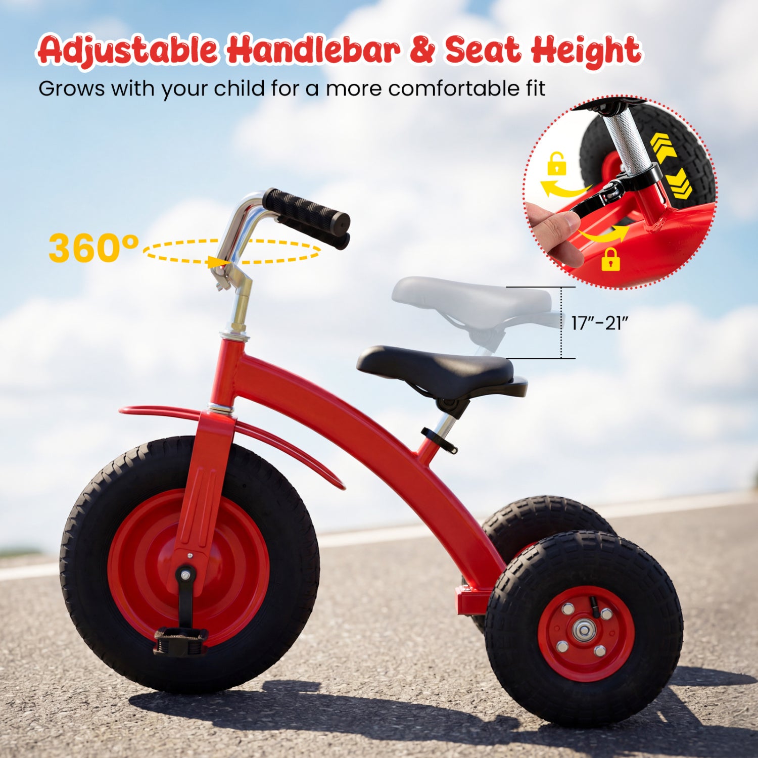 Kids Carbon Steel Bike with 15 Inch Inflatable Rubber Tires, Red Kids Bike at Gallery Canada