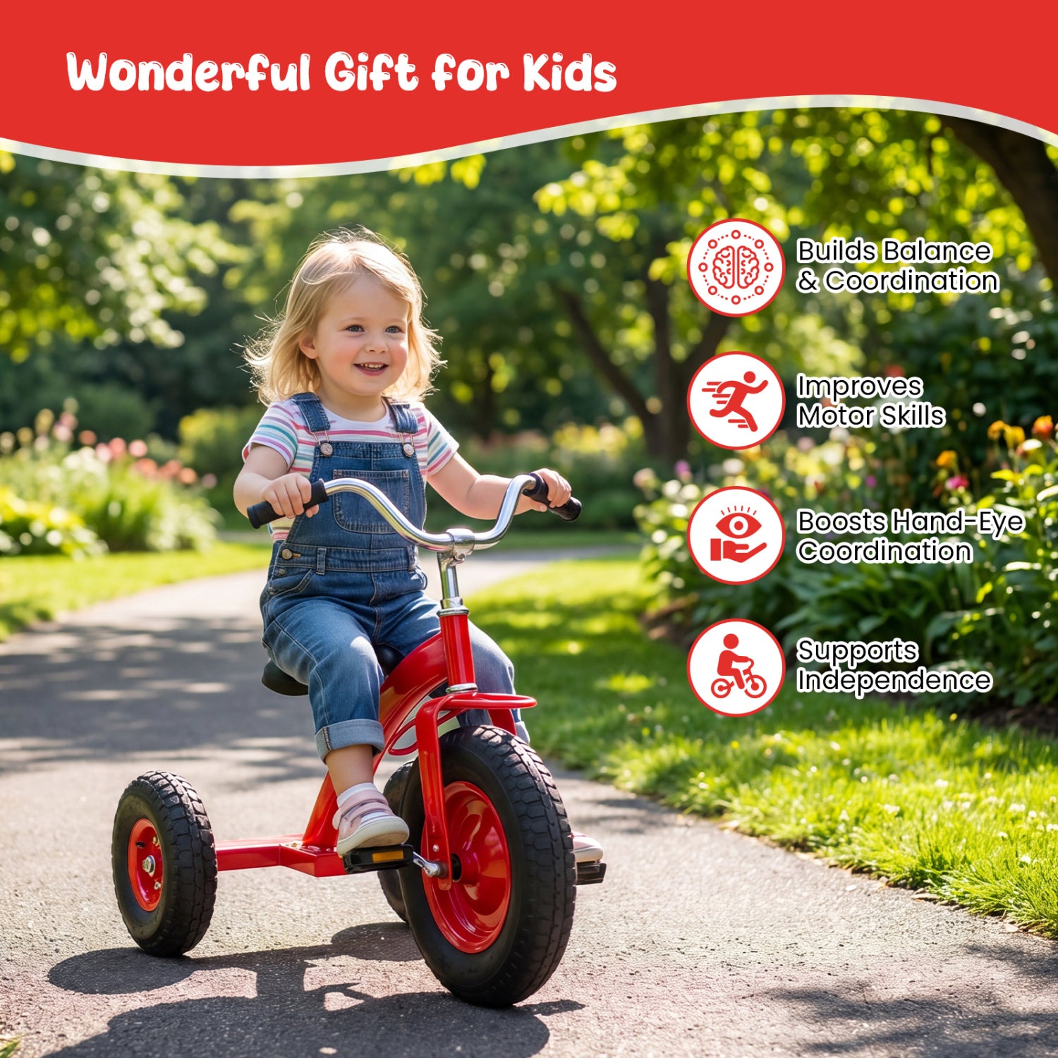 Kids Carbon Steel Bike with 15 Inch Inflatable Rubber Tires, Red Kids Bike at Gallery Canada