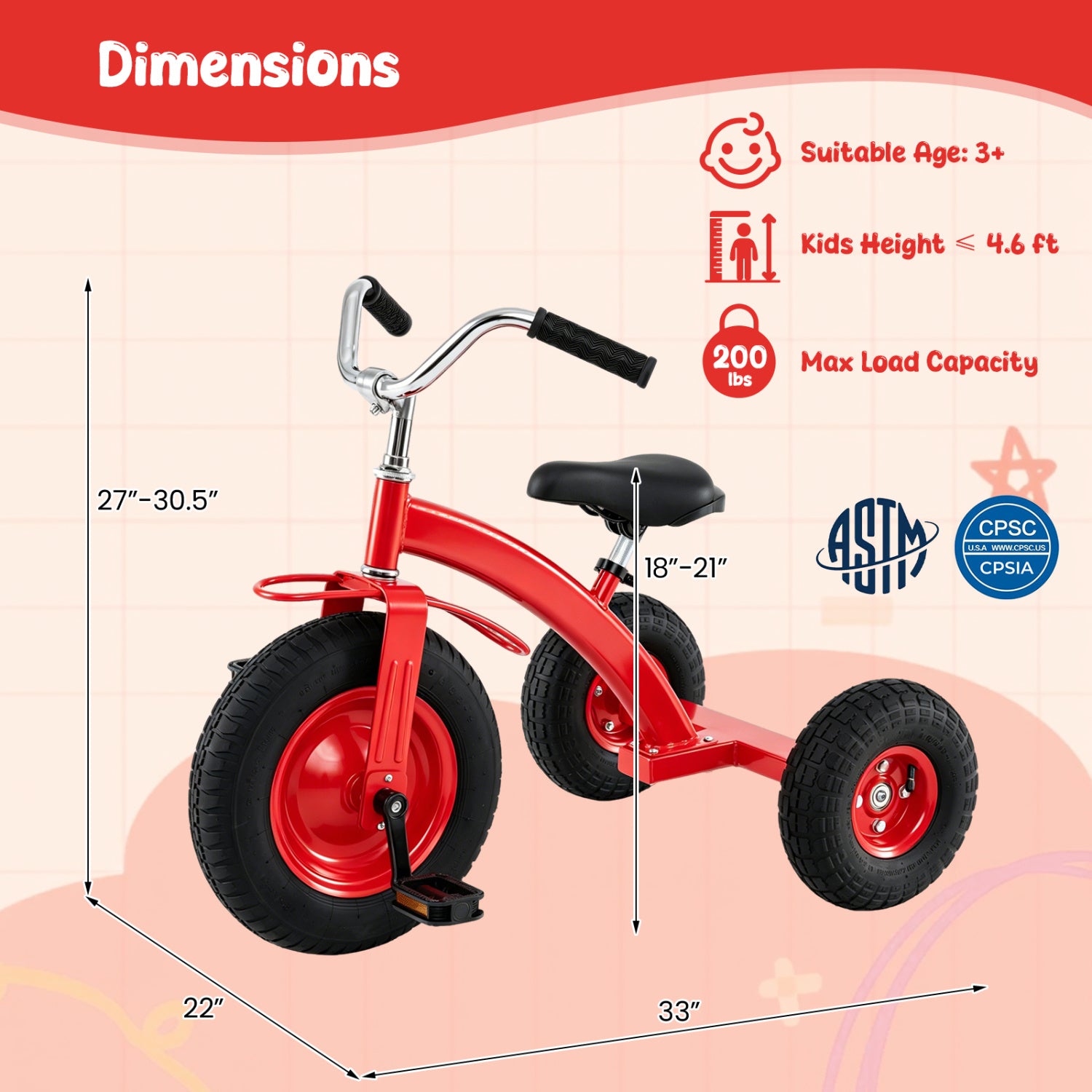 Kids Carbon Steel Bike with 15 Inch Inflatable Rubber Tires, Red Kids Bike at Gallery Canada