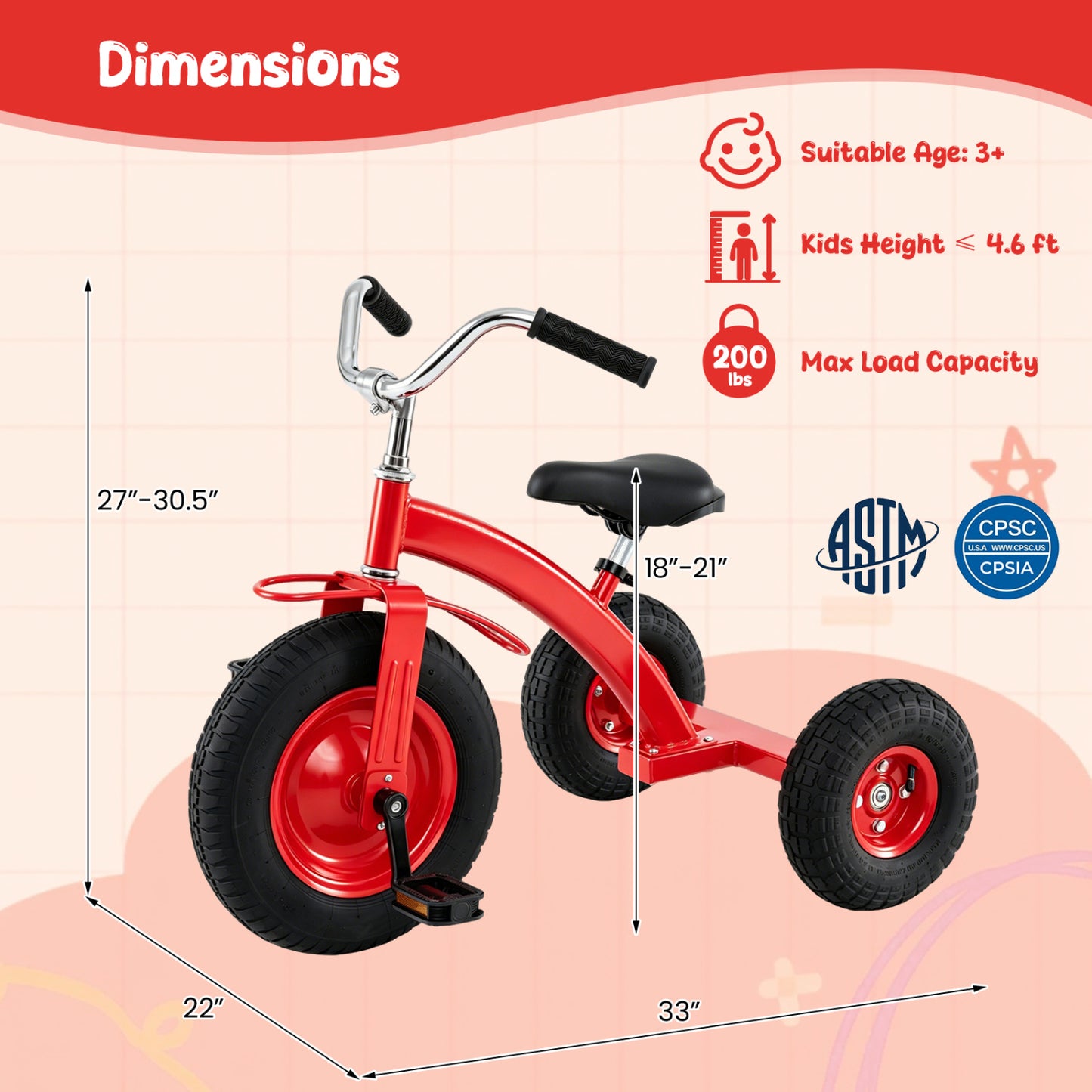 Kids Carbon Steel Bike with 15 Inch Inflatable Rubber Tires, Red Kids Bike at Gallery Canada