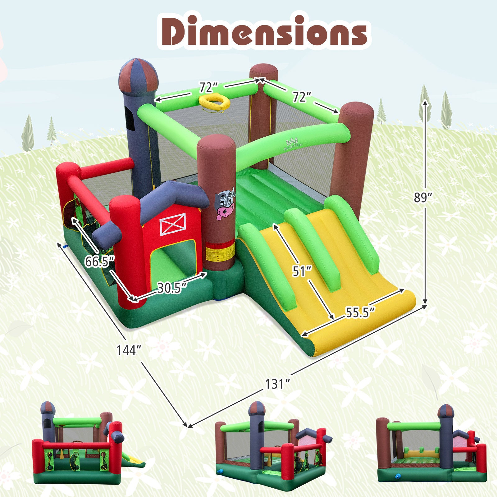 6-In-1 Inflatable Castle With Trampoline, 735W Blower Bounce House at Gallery Canada