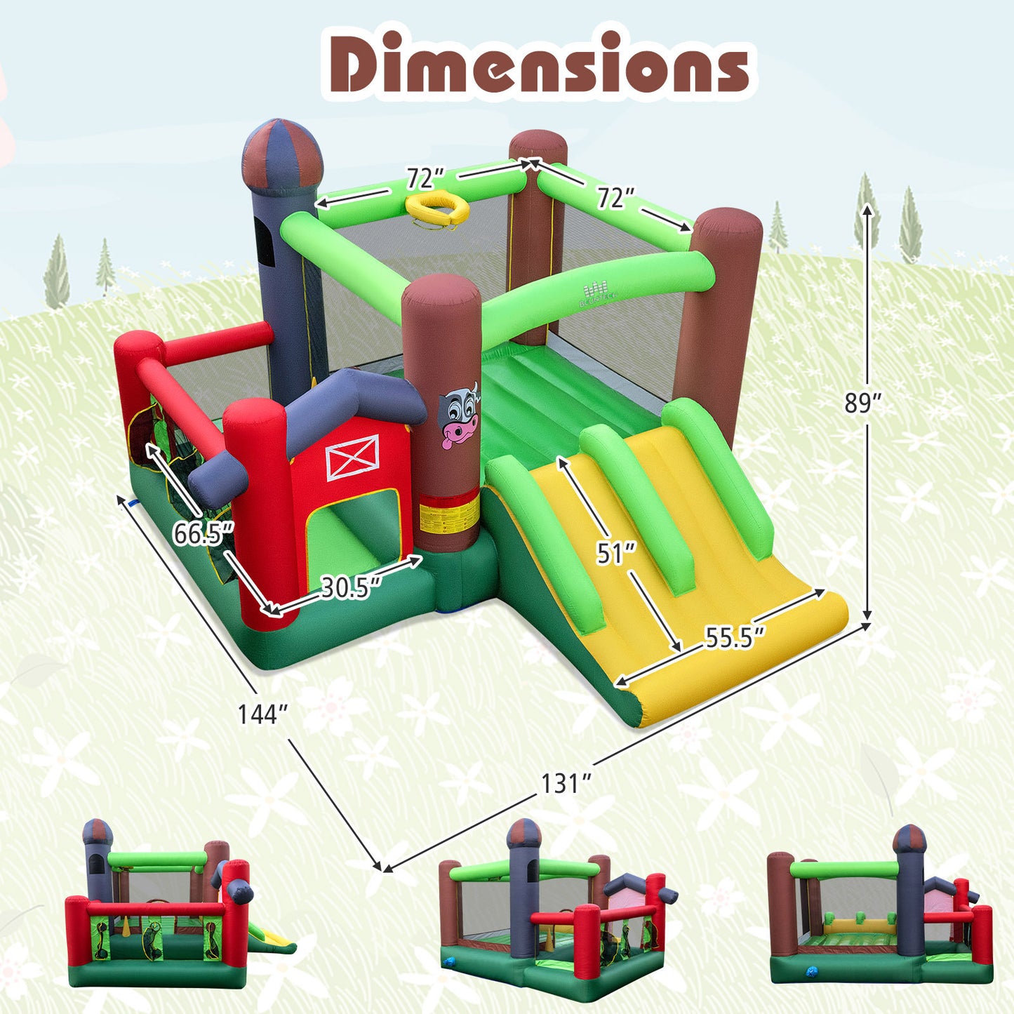 6-In-1 Inflatable Castle With Trampoline, 735W Blower Bounce House at Gallery Canada