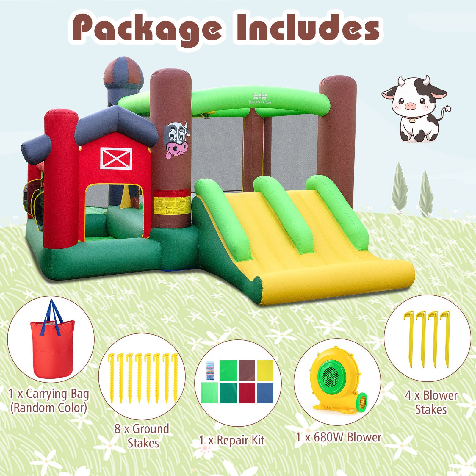6-In-1 Inflatable Castle With Trampoline, 735W Blower Bounce House at Gallery Canada