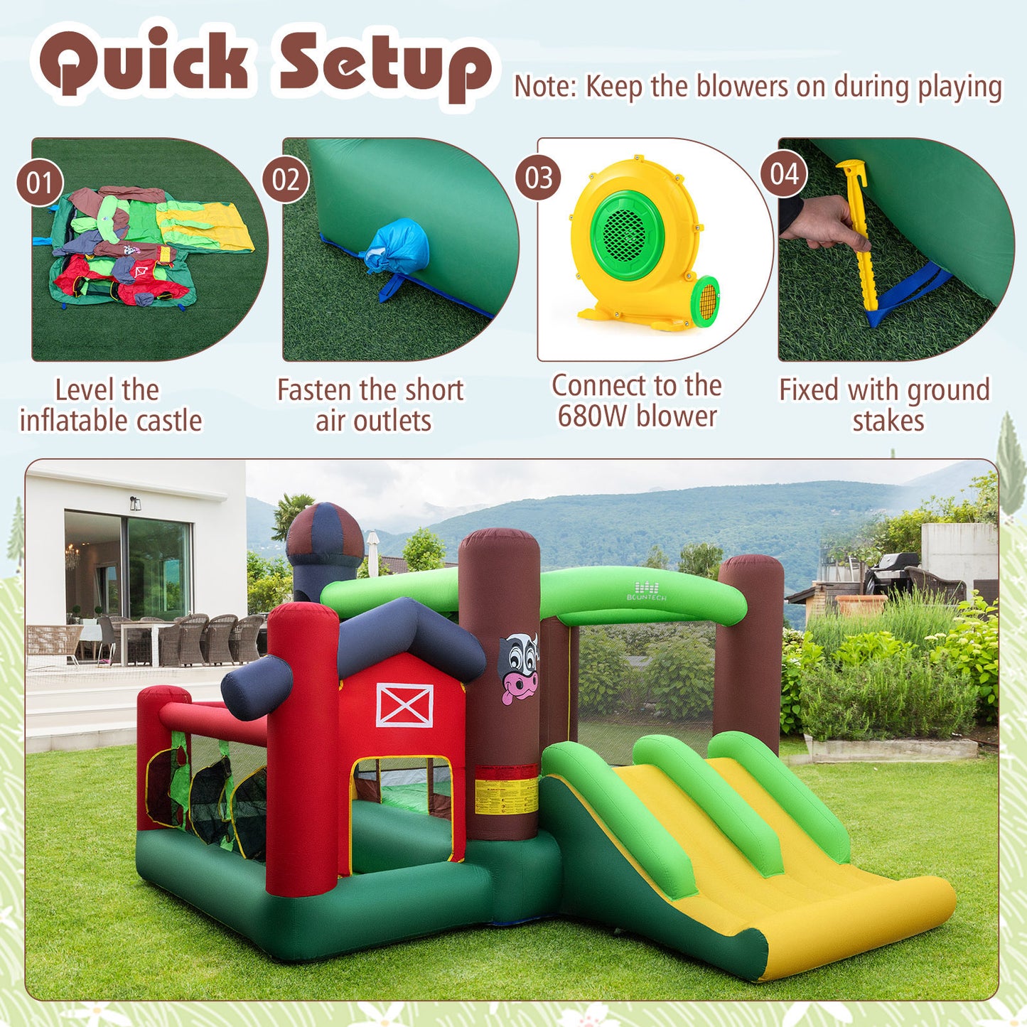 6-In-1 Inflatable Castle With Trampoline, 735W Blower Bounce House at Gallery Canada