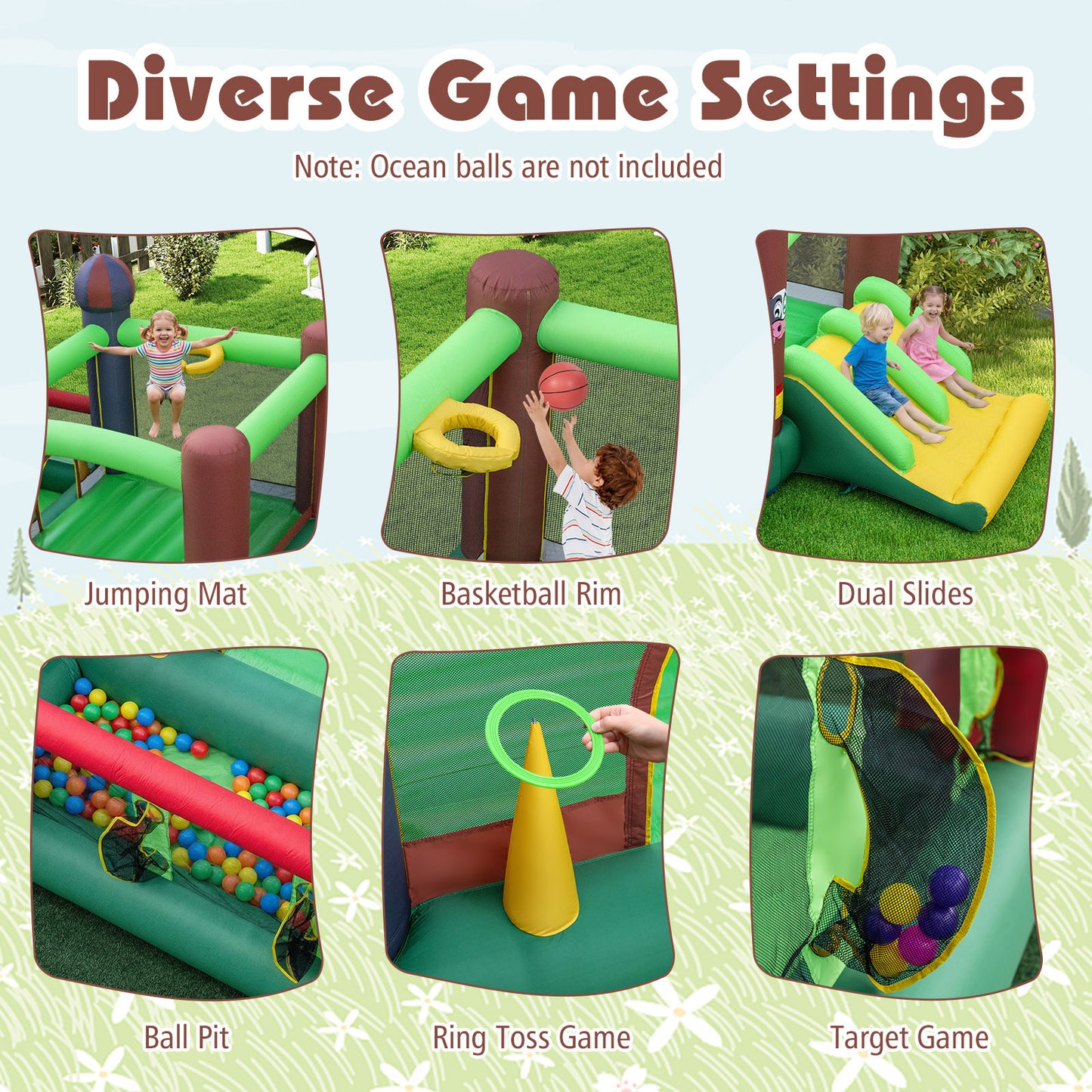 6-In-1 Inflatable Castle With Trampoline, 735W Blower Bounce House at Gallery Canada