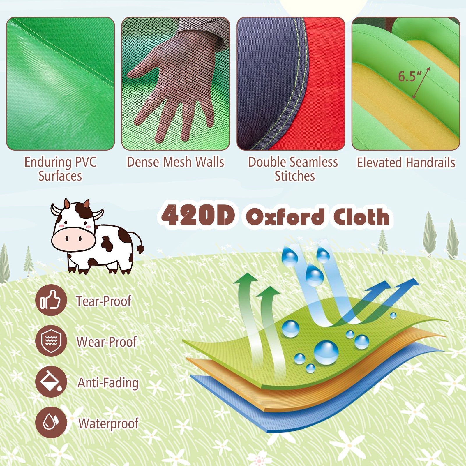 6-In-1 Inflatable Castle With Trampoline, 735W Blower Bounce House at Gallery Canada