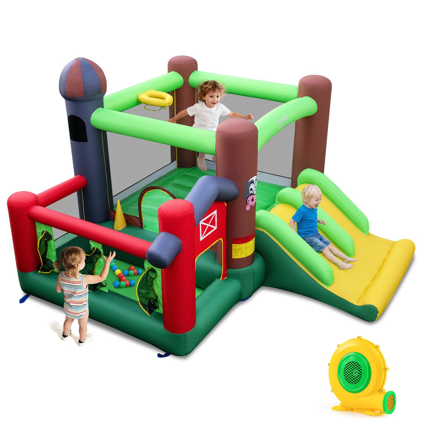6-In-1 Inflatable Castle With Trampoline, 735W Blower Bounce House at Gallery Canada