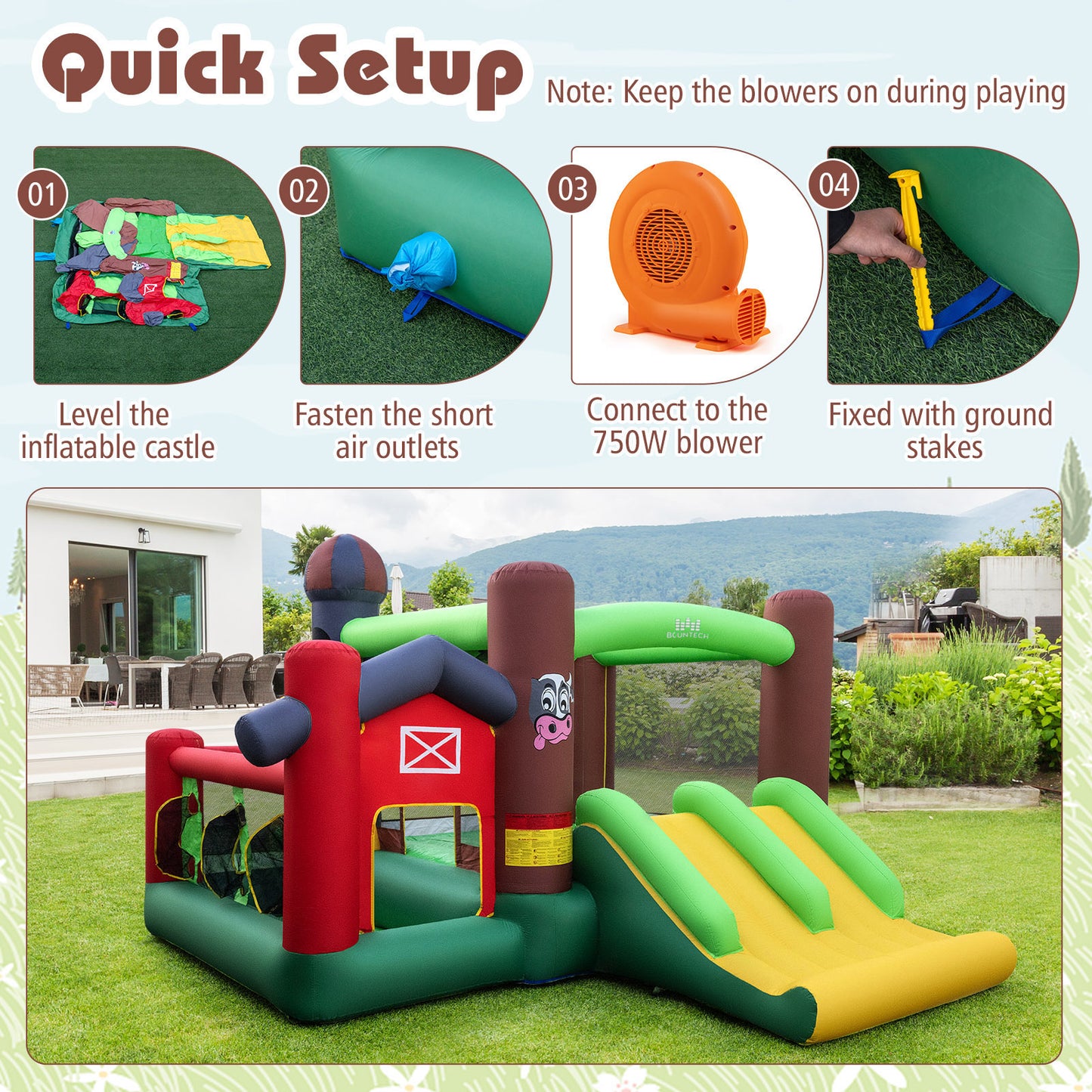 Kids Castle Slide Bouncer, 750W Blower, Dual Slides Bounce House at Gallery Canada