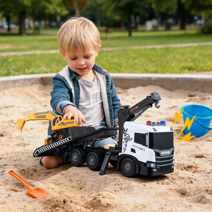 Ensemble de camions de construction pour enfants, dépanneuse de secours, sons, blanc