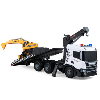 Ensemble de camions de construction pour enfants, dépanneuse de secours, sons, blanc