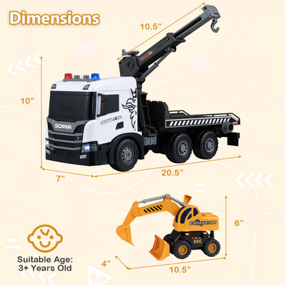 Ensemble de camions de construction pour enfants, dépanneuse de secours, sons, blanc