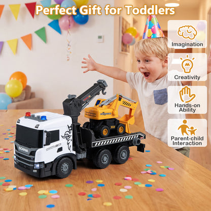 Ensemble de camions de construction pour enfants, dépanneuse de secours, sons, blanc