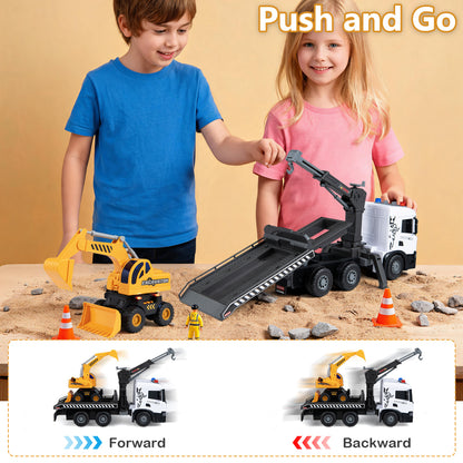 Ensemble de camions de construction pour enfants, dépanneuse de secours, sons, blanc