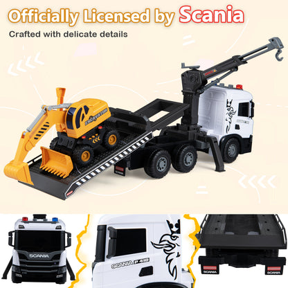 Ensemble de camions de construction pour enfants, dépanneuse de secours, sons, blanc