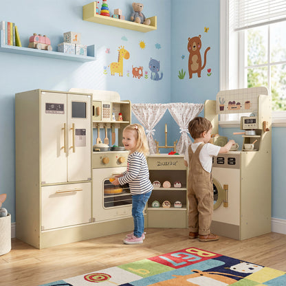 Kids Corner Play Kitchen with Faucet and Dishwasher and Stoves, Green Play Kitchen Sets at Gallery Canada