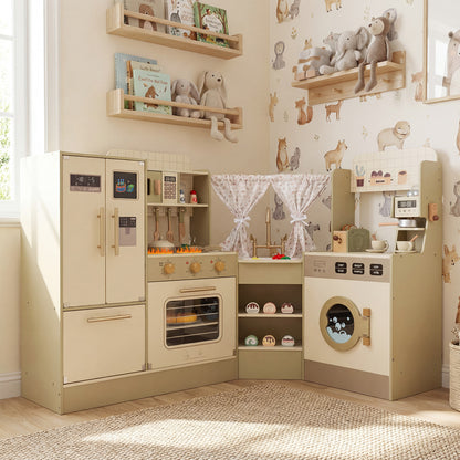 Kids Corner Play Kitchen with Faucet and Dishwasher and Stoves, Green Play Kitchen Sets at Gallery Canada