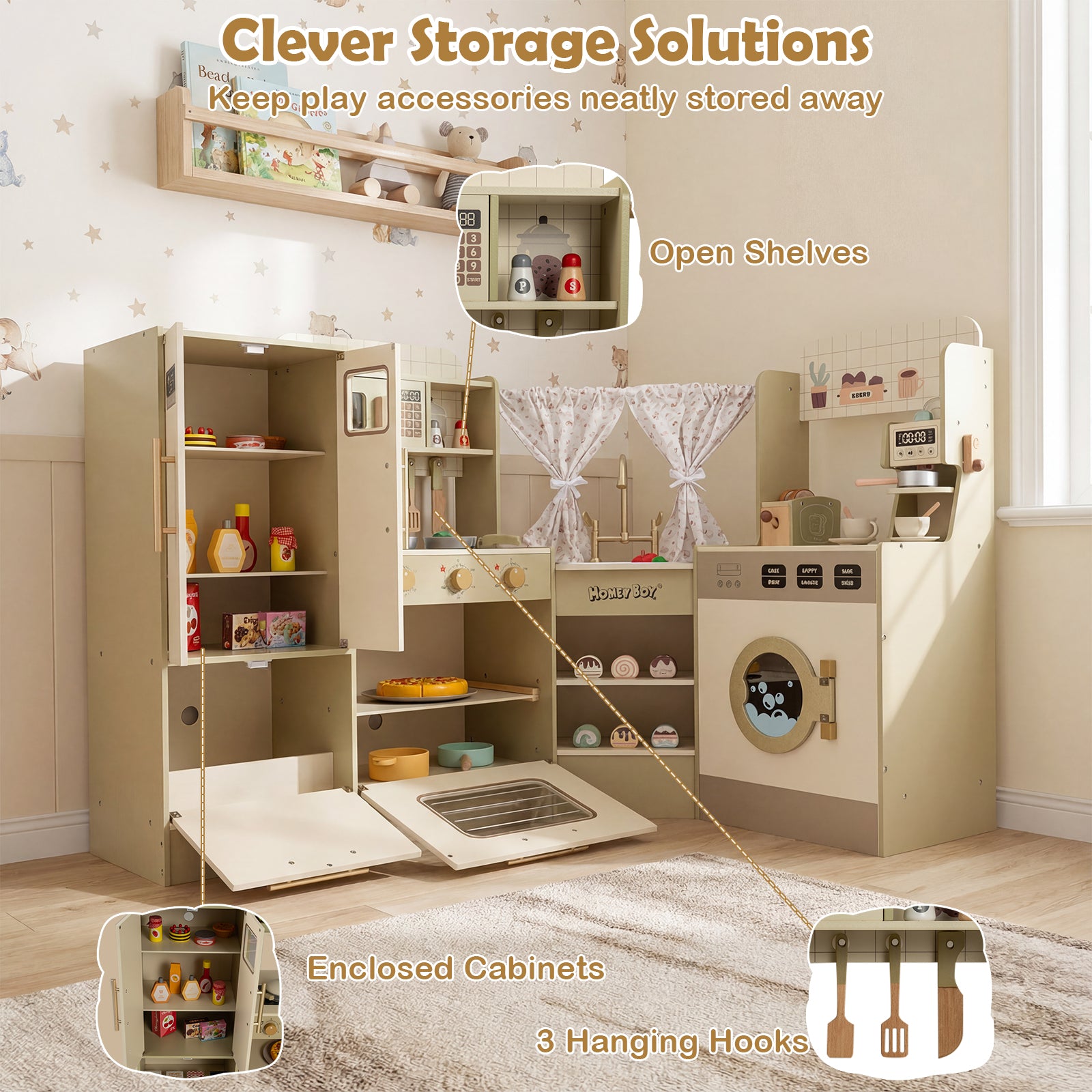 Kids Corner Play Kitchen with Faucet and Dishwasher and Stoves, Green Play Kitchen Sets at Gallery Canada