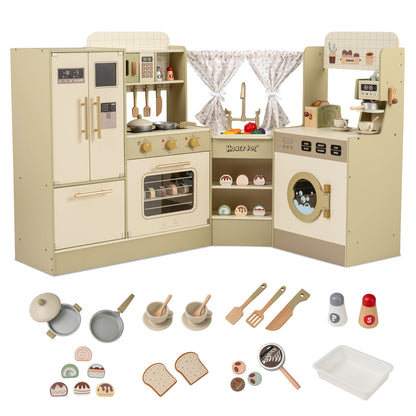 Kids Corner Play Kitchen with Faucet and Dishwasher and Stoves, Green Play Kitchen Sets at Gallery Canada
