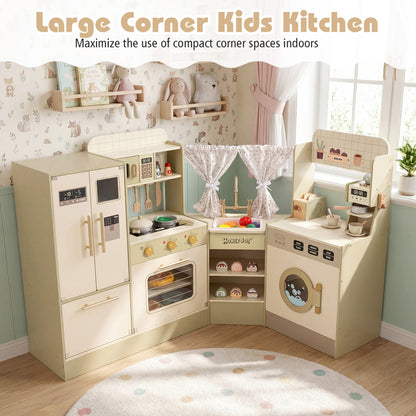 Kids Corner Play Kitchen with Faucet and Dishwasher and Stoves, Green Play Kitchen Sets at Gallery Canada