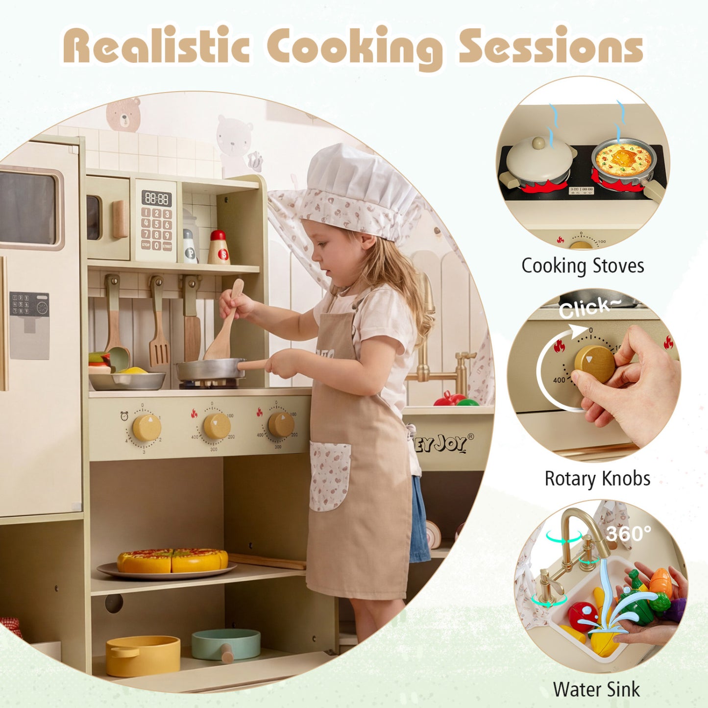 Kids Corner Play Kitchen with Faucet and Dishwasher and Stoves, Green Play Kitchen Sets at Gallery Canada