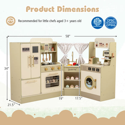 Kids Corner Play Kitchen with Faucet and Dishwasher and Stoves, Green Play Kitchen Sets at Gallery Canada