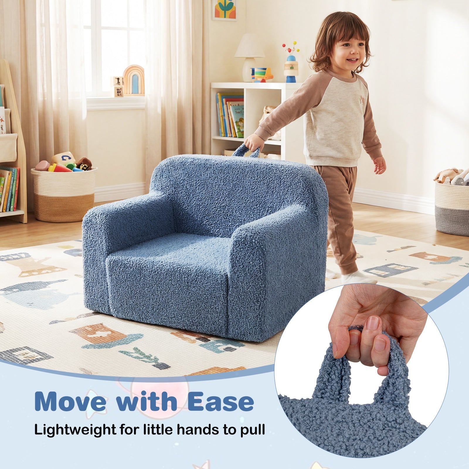 Kids Portable Toddler Sofa, Anti-Slip Base, Blue Kids Chairs & Seating at Gallery Canada
