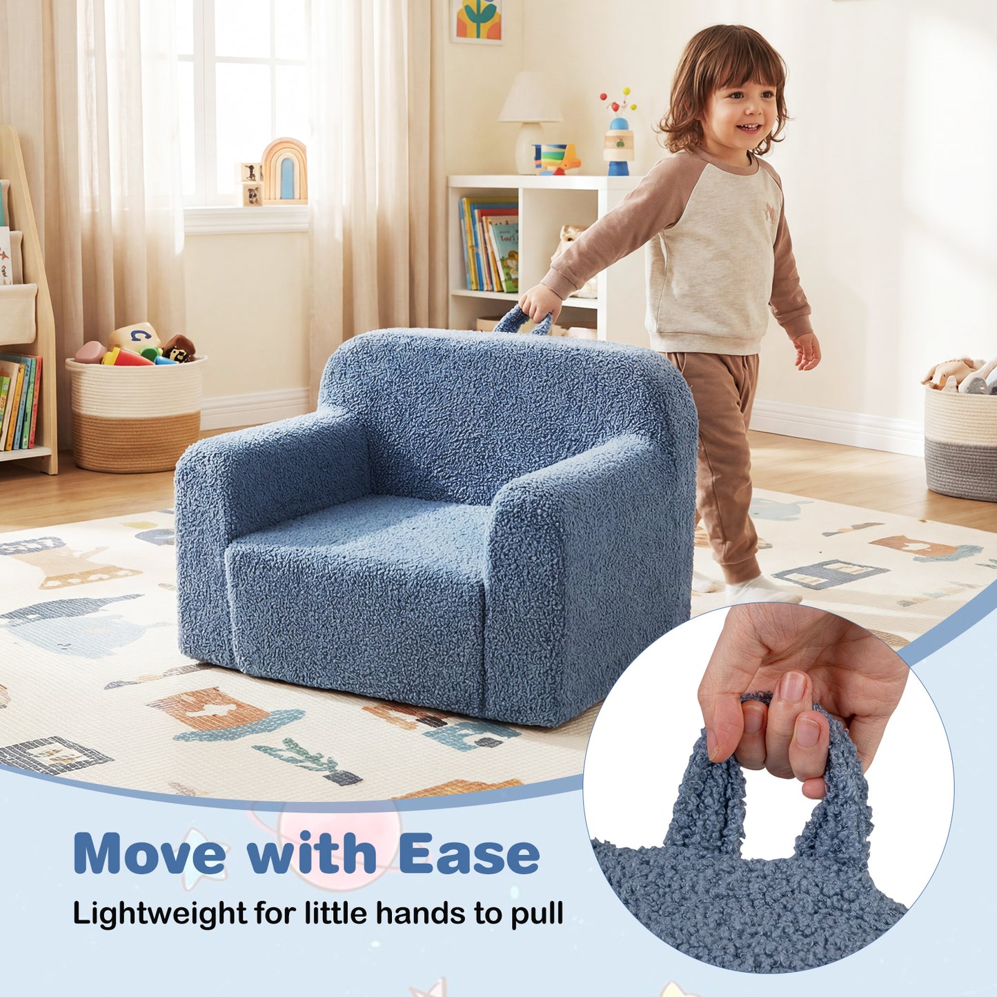 Kids Portable Toddler Sofa, Anti-Slip Base, Blue Kids Chairs & Seating at Gallery Canada