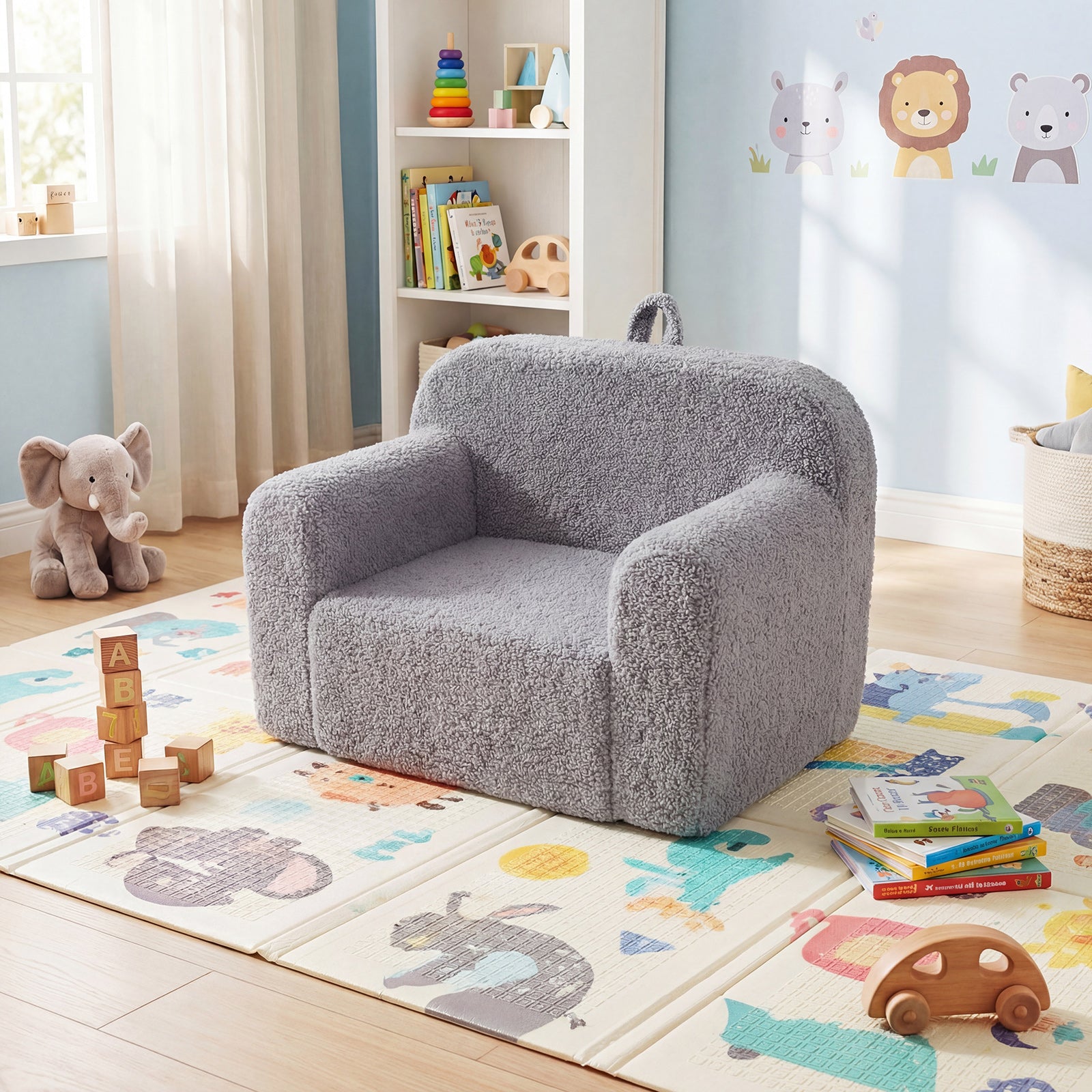 Portable Toddler Sofa With Anti-Slip Base, Gray Kids Chairs & Seating at Gallery Canada
